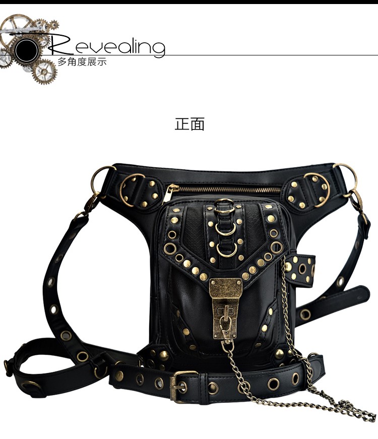 Ladies Black Universal Riding Hip Bag Biker Life