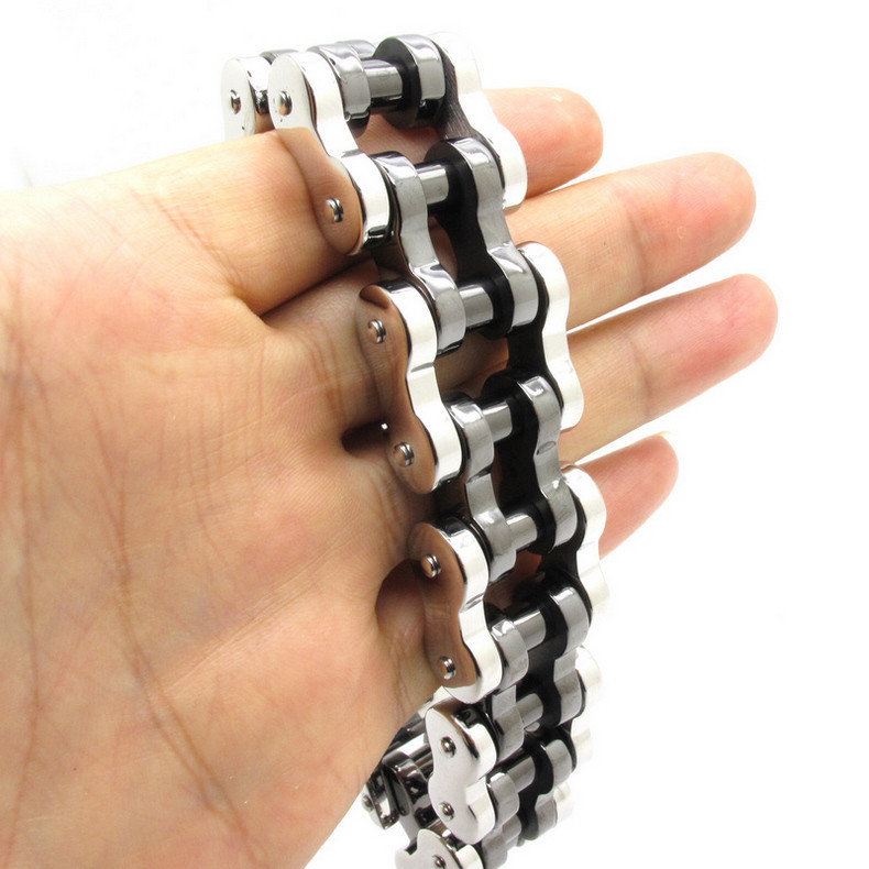Men's Motorcycle Biker Chain Bracelet Heavy Silver Stainless Steel 8.5" Bangl $T 