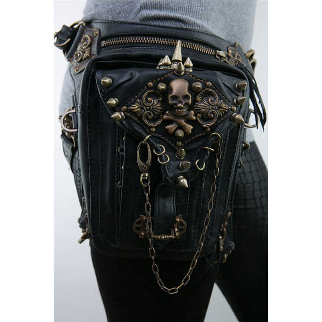 Ladies Skull / Spike Universal Riding Hip Bag