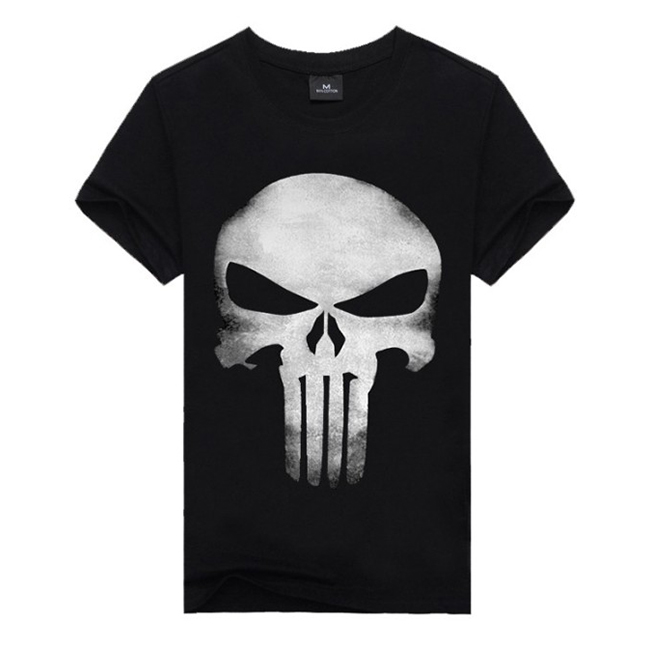 Men's Skull Printed Short Sleeve Cotton Tshirt Biker Life