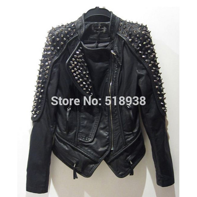 Ladies RIVET STUDDED Motorcycle Leather Spike Jacket | Biker Life