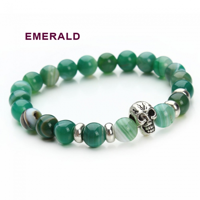 Unisex Natural Stones/Skull Bracelets