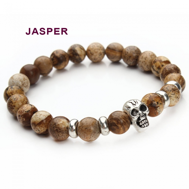 Unisex Natural Stones/Skull Bracelets