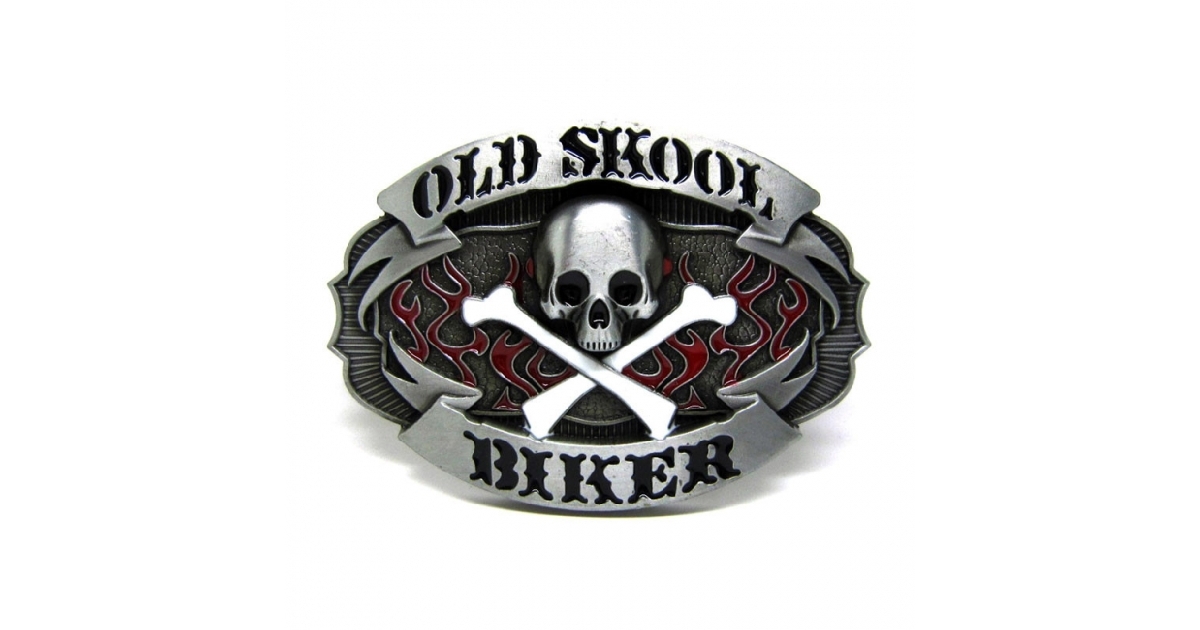 Old Skool Biker Skull Belt Buckle 