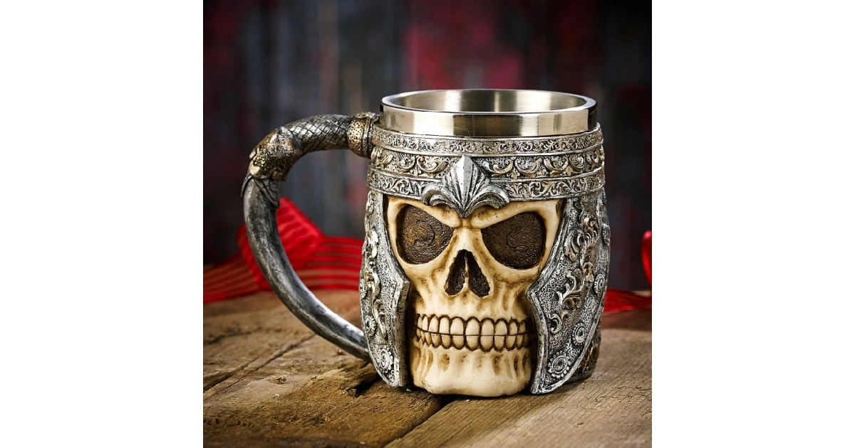 Gothic Skull Warrior Tankard Helmet Viking Beer Mugs 