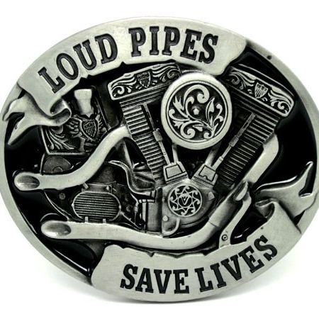 Loud Pipes Save Lives Motorcycle Engine Belt Buckle