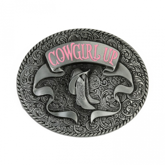 Cowgirl Up Boots Western Belt Buckle