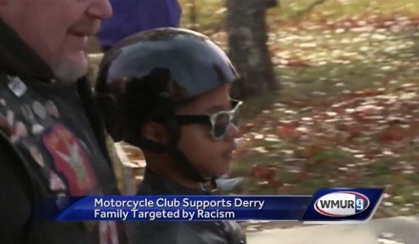Motorcycle club shows support for boy targeted by racist vandalism