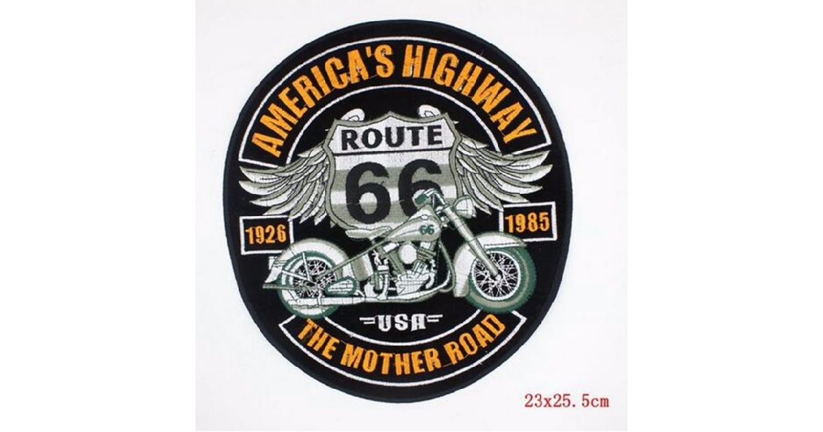 ROUTE 66 - AMERICAS HIGHWAY  X-Large Embroidered Motorcycle Patch 