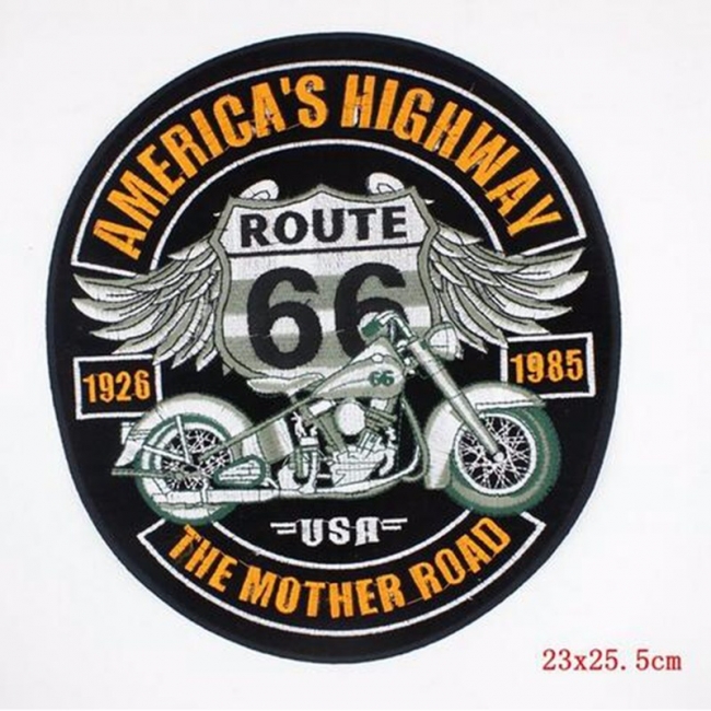 ROUTE 66 - AMERICAS HIGHWAY  X-Large Embroidered Motorcycle Patch 