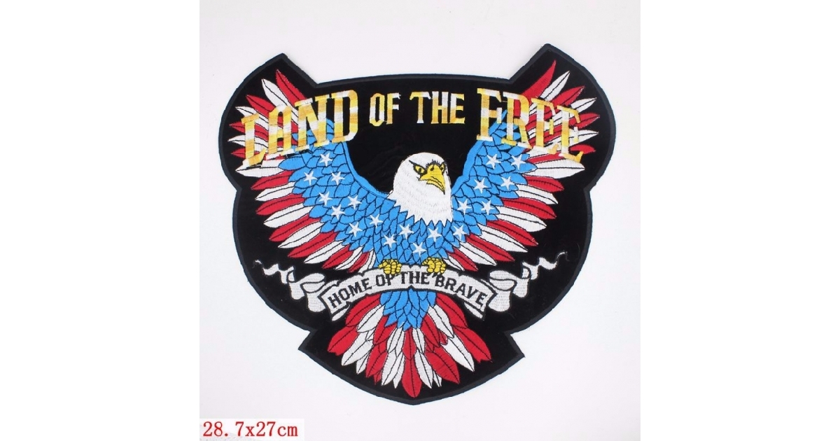 LAND of the FREE AMERICAN EAGLE  X-Large Embroidered Motorcycle Patch 