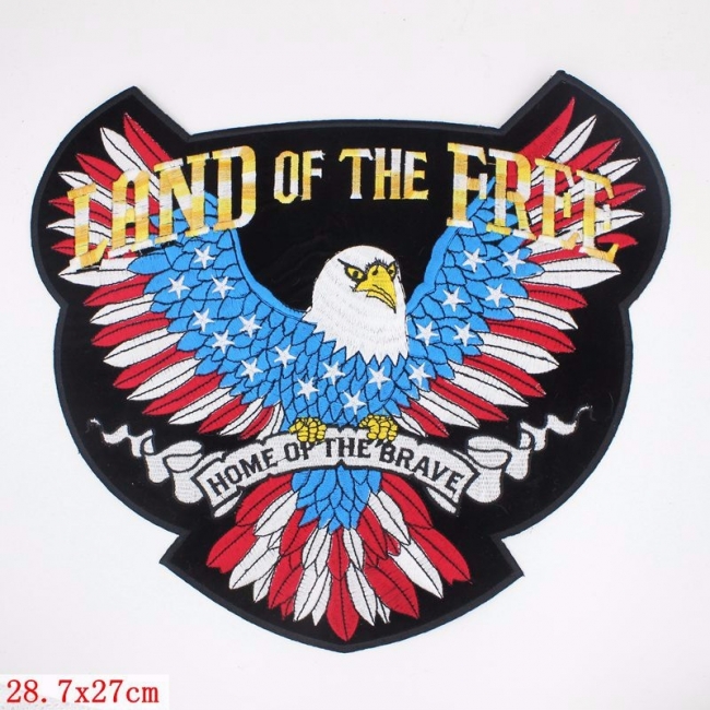 LAND of the FREE AMERICAN EAGLE  X-Large Embroidered Motorcycle Patch 