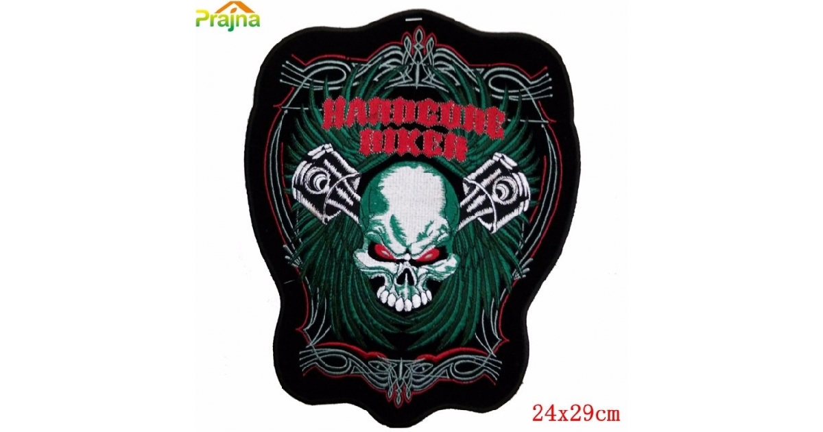 HARD CORE BIKER  X-Large Embroidered Motorcycle Patch