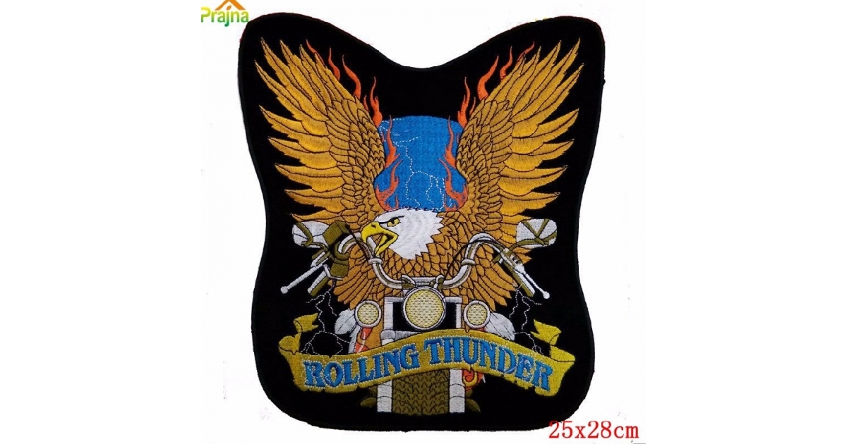 ROLLING THUNDER EAGLE  X-Large Embroidered Motorcycle Patch 
