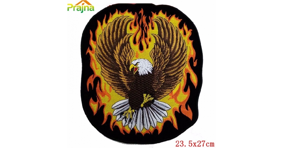 BLAZING EAGLE  X-Large Embroidered Motorcycle Patch