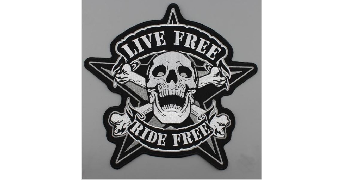LIVE FREE RIDE FREE X-Large Embroidered Motorcycle Patch 