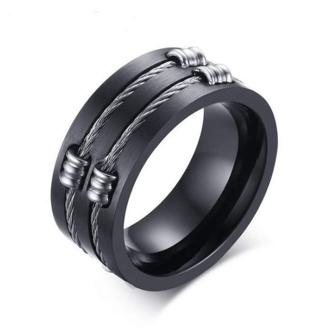 Black Plated Wire Stainless Steel Ring
