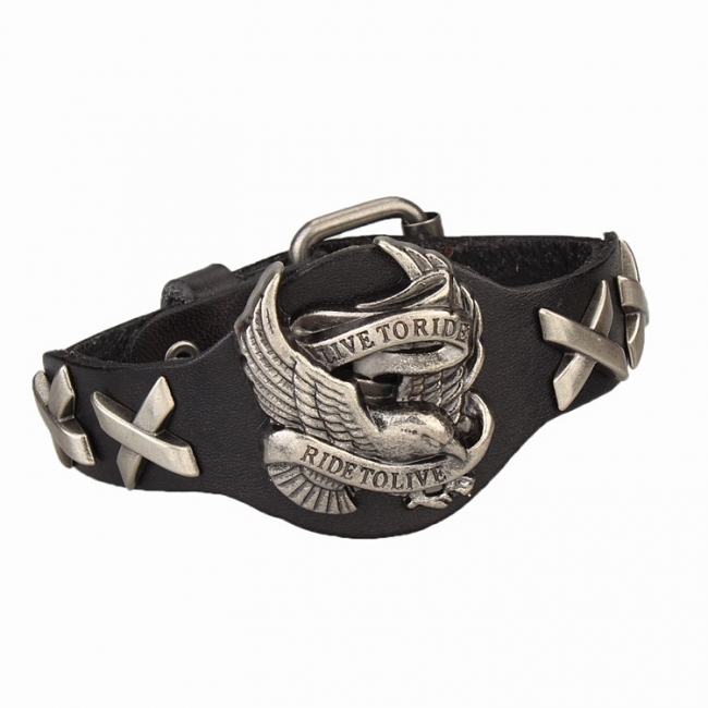 Genuine Leather Live to Ride/Ride to Live Bracelet 
