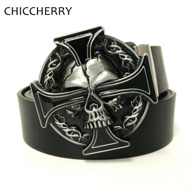 Iron Cross & Skull Belt Buckle 