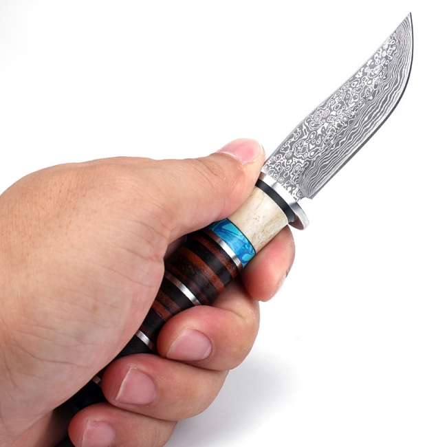 Damascus Fixed Blade Steel Hunting Knife  