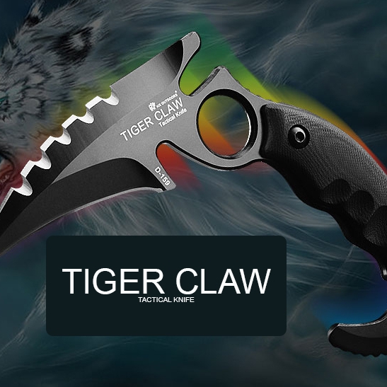 HX Tiger Karambit D2 Steel Tactical Knife 