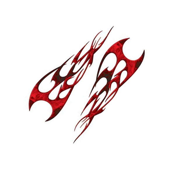 Twisted Tribal Flames Motorcycle Tank Decal Kit in Red Inferno