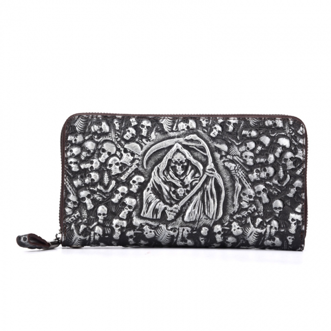 Genuine Leather Grim Reaper Clutch Purse