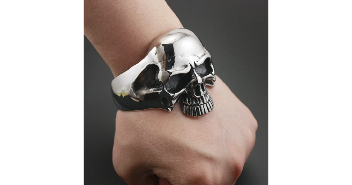 Bad Ass Heavy Duty Men's Stainless Steel Skull Bracelet 