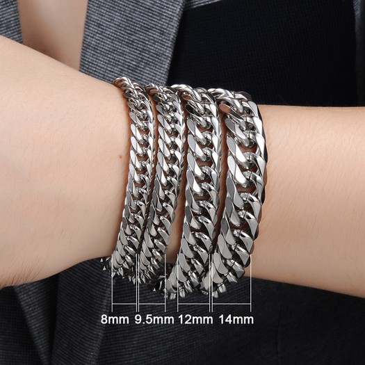 Mens Stainless Steel Classic Heavy Link Chain Bracelet 