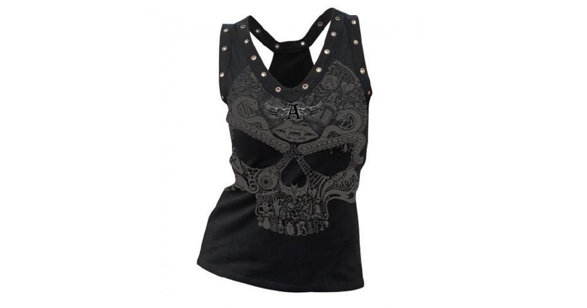 American Wing Women's Skull & Grommet Sleeveless Top