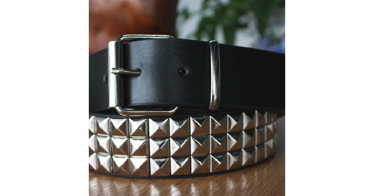 Silver Rhinestone Rivet Studded Belt