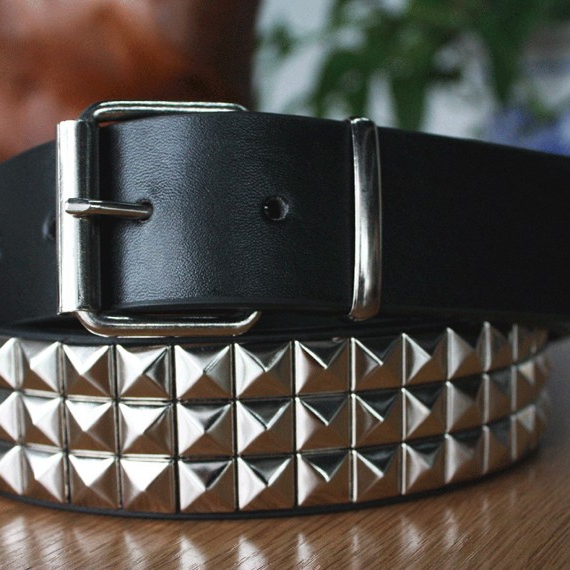 Silver Rhinestone Rivet Studded Belt