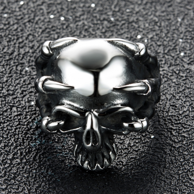 Stainless Steel Evil Dragon Skull Ring 
