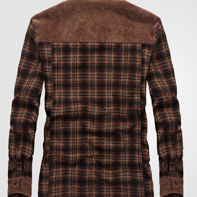 Men's Military Winter Rider Long Sleeve Flannel Coat with Warm Cotton Fleece 