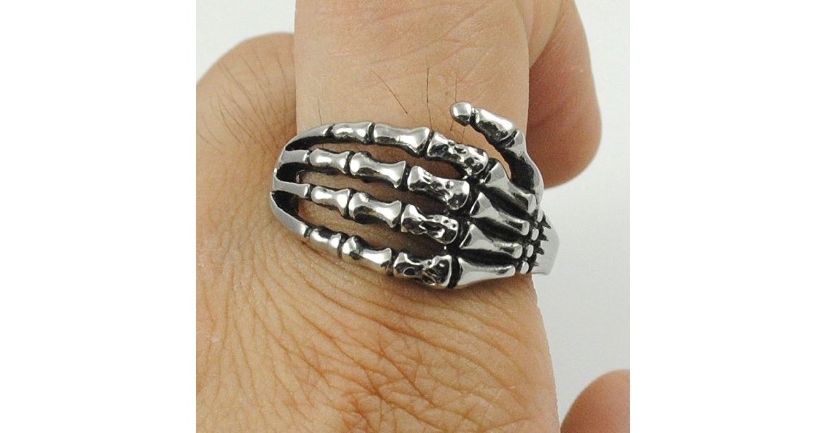 HZMAN Gothic Punk Spine Skeleton Ring - Stainless Steel Biker Ring For Men & Women, Adjustable Sizes - View #2