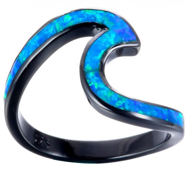 Blue / Green Opal Wave Rings