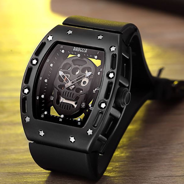 Men's Military Style Skull Face Sport Quartz Wrist Watches 