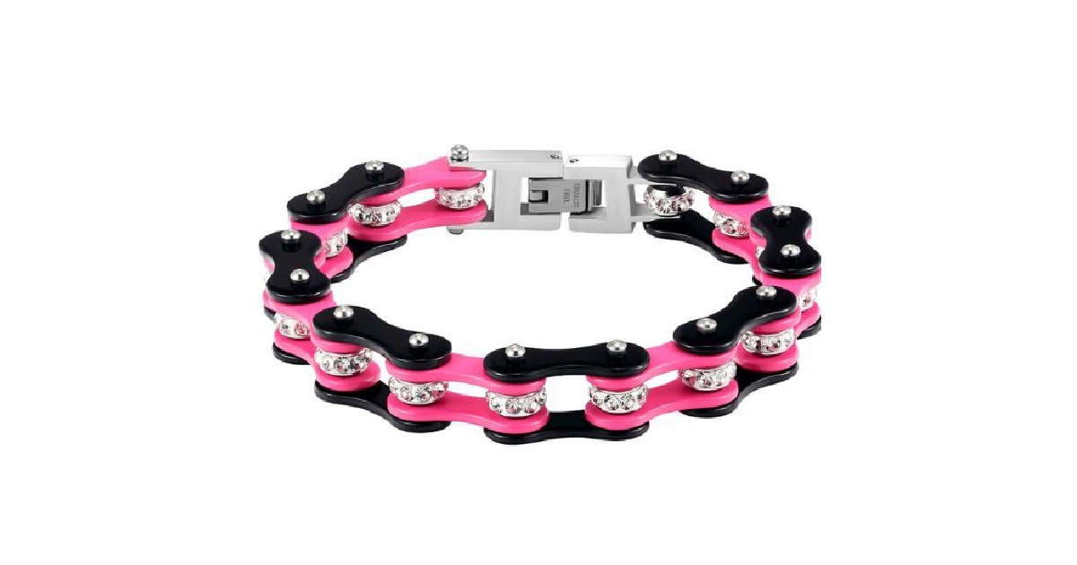 Ladies Hot Pink Biker Chain Bracelet