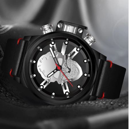 Men's 3D Hollow Skull Quartz Watch