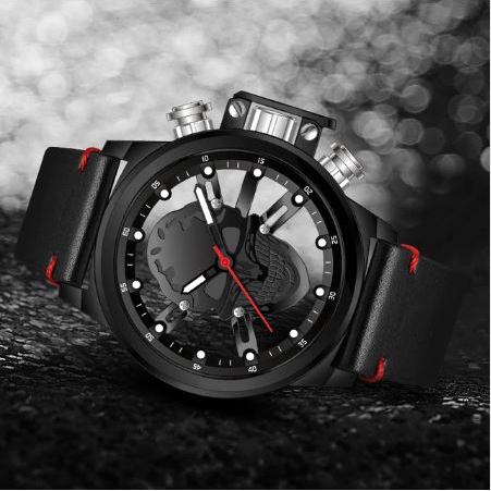 Men's 3D Hollow Skull Quartz Watch