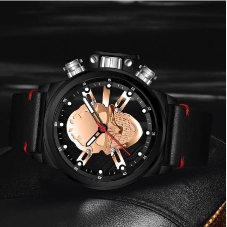 Men's 3D Hollow Skull Quartz Watch