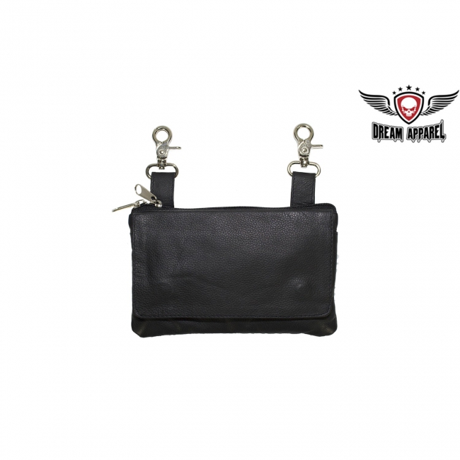 Black Naked Cowhide Leather Belt Bag