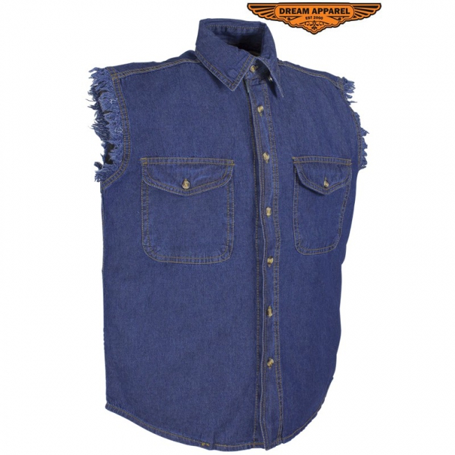 Men's Denim Sleeveless Biker Shirts