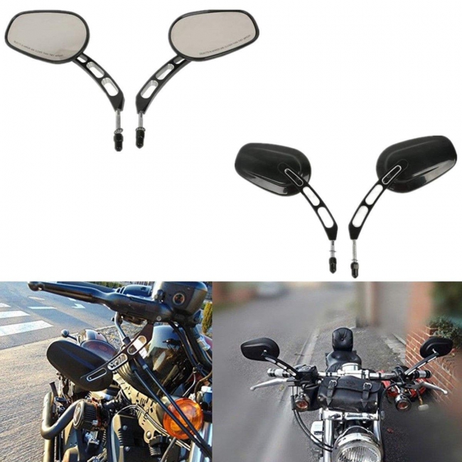 Wicked Etch Cut Metal Motorcycle Rear View Mirrors 