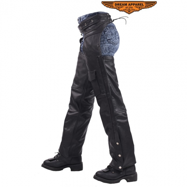 Leather Braided Motorcycle Chaps
