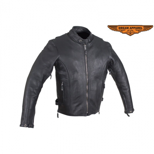 Men's Leather Motorcycle Jacket With Air Vents Biker Life