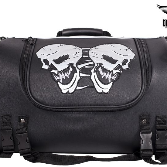 Medium Motorcycle Sissy Bar Bag / Trunk With Skull