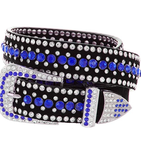 Ladies Biker Rhinestone Bling Leather Belt