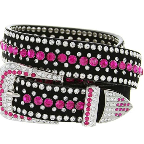 Ladies Biker Rhinestone Bling Leather Belt