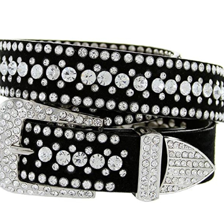 Ladies Biker Rhinestone Bling Leather Belt